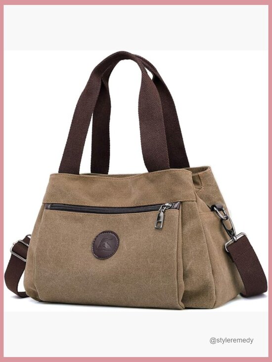 Handbags - Canvas Hobo Bag Multi Compartment Crossbody Shoulder Tote Purse